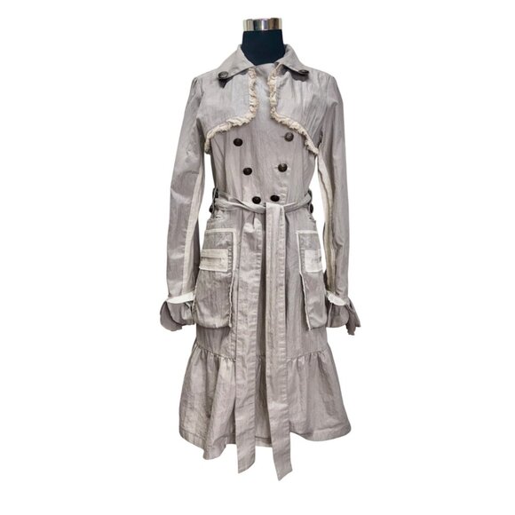 VTG Y2K Anthropologie Hazel Boho Jacket Taupe Lightweight Raw Hems Pockets M #g - Picture 1 of 13